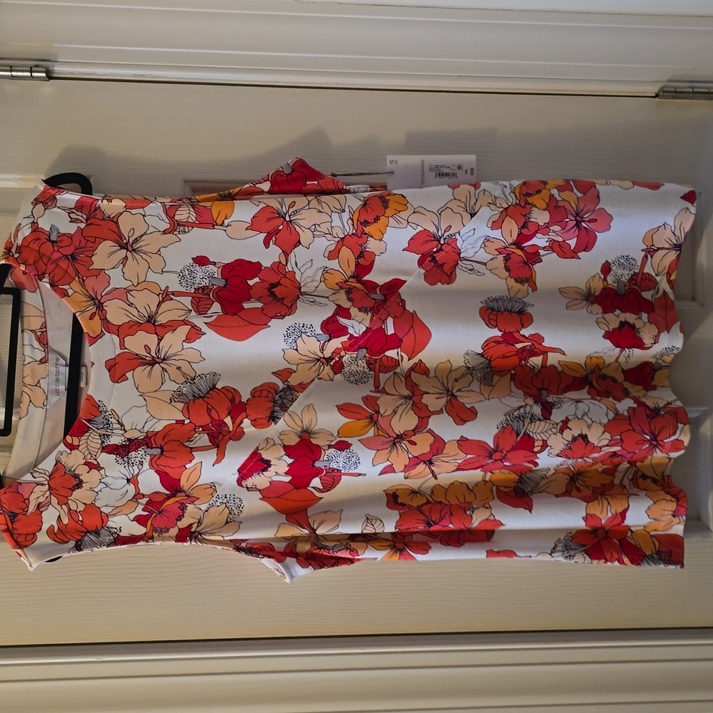 LIZ CLAIBORNE BRAND WOMEN'S PLUS WHITE AND PINK FLORAL SUMMER TANK TOP SIZE XXL